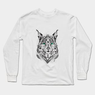 Lynx Wild Animal Nature Illustration Art Tattoo Long Sleeve T-Shirt